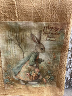 Primitive Decorative Easter Flour Sac Towel With Picture 28x29