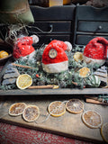 Primitive Christmas Grungy Santa Hat Ornament 5x3