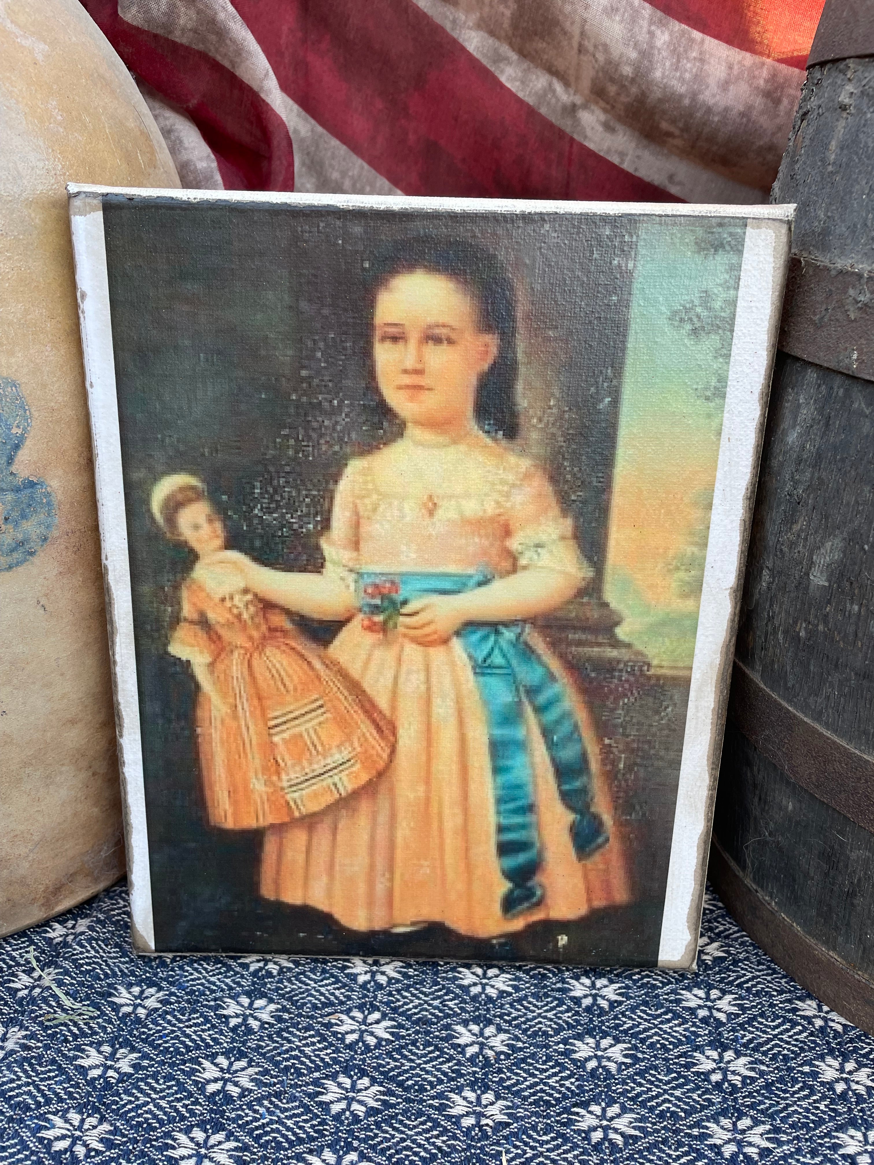 Primitive Americana Grungy Decorative Canvas Print 8x10