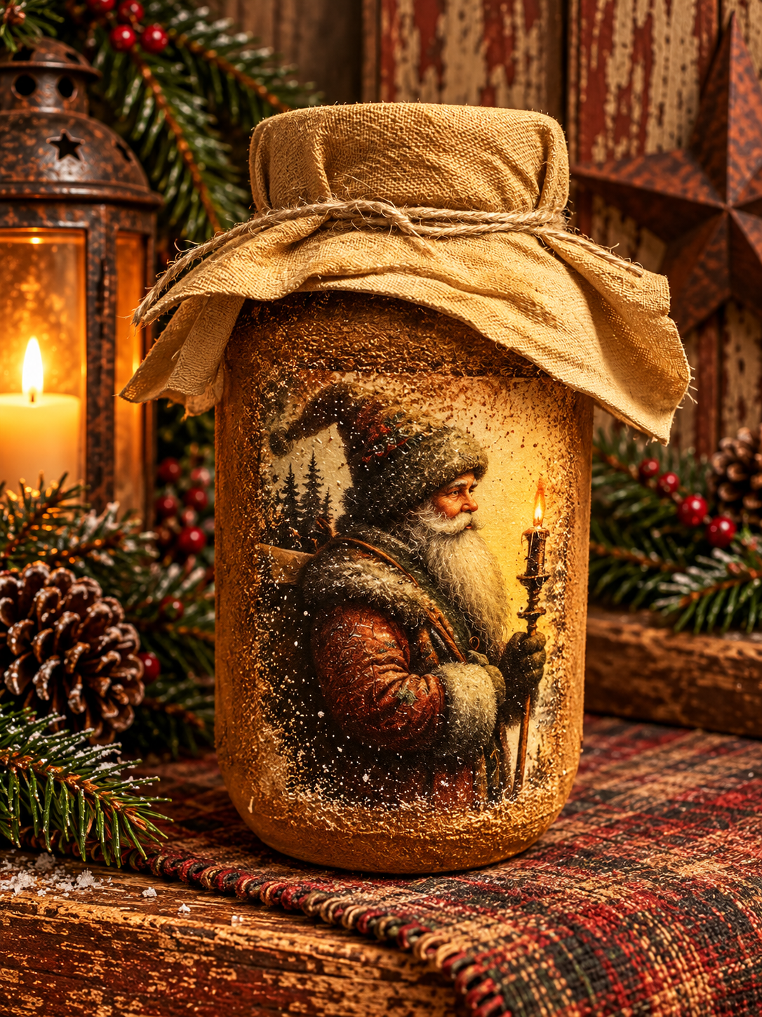 Primitive Winter Pantry Jar 6x4