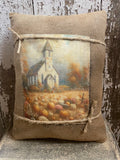 Small Primitive Fall Feedsac Pillow 10x8