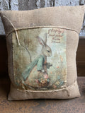 Small Primitive Easter Feedsac Pillow 10x8