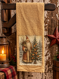 Primitive Decorative Winter Flour Sac Towel With Picture 28x29