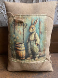Small Primitive Easter Feedsac Pillow 10x8