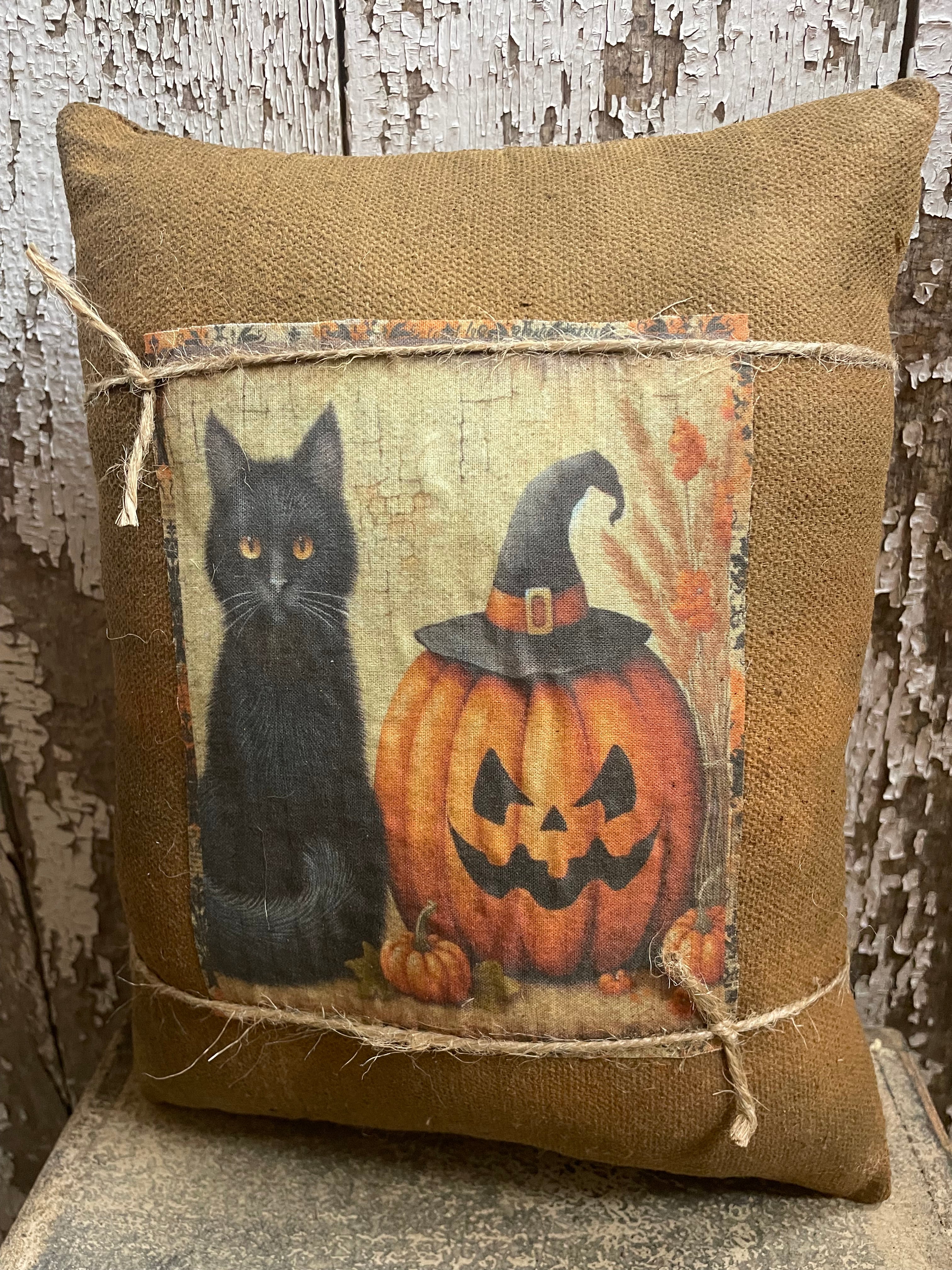 Small Primitive Fall Feedsac Pillow 10x8
