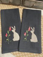 Primitive Towel With Bunny 19x28