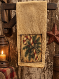 Primitive Decorative Winter Flour Sac Towel With Picture 28x29