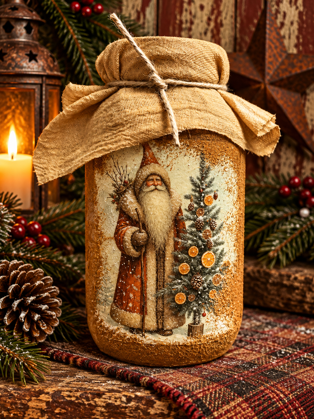 Primitive Winter Pantry Jar 6x4