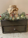 Primitive Wooden One Drawer Cubby 10x8x6 Pepper Gray