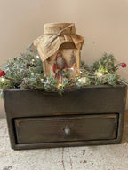 Primitive Wooden One Drawer Cubby 10x8x6 Gray