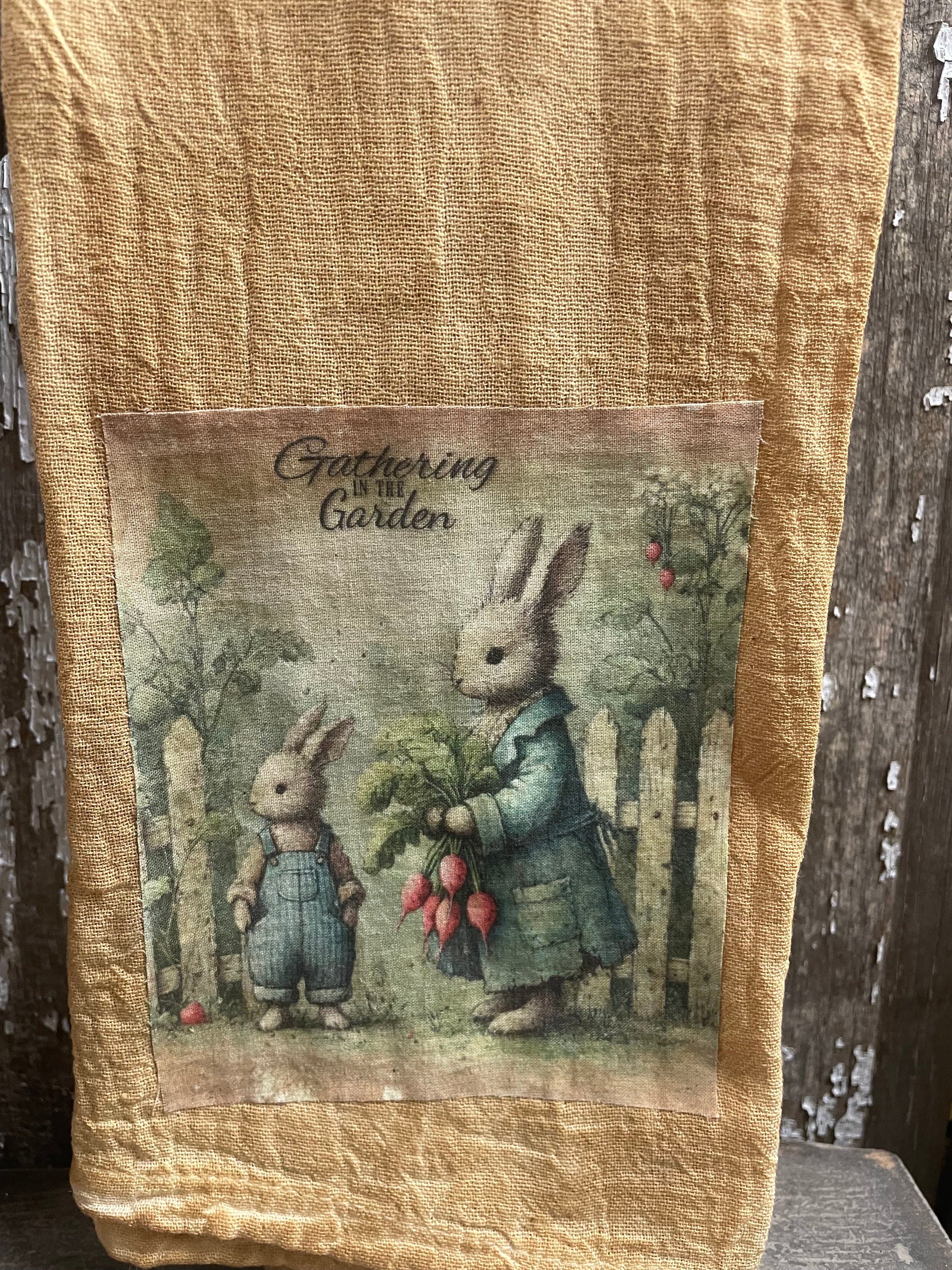 Primitive Decorative Easter Flour Sac Towel With Picture 28x29