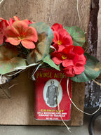 Primitive Large Wall Hanger With Candle Sconce And Geraniums 14x13
