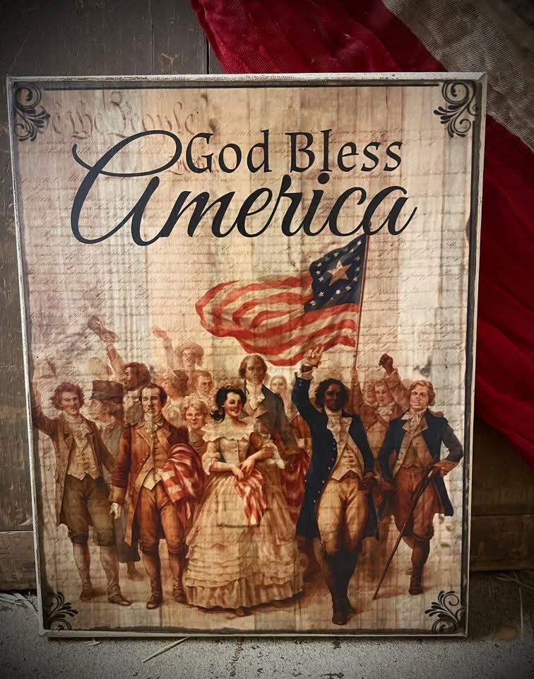 Primitive Americana Grungy Decorative Canvas Print 8x10