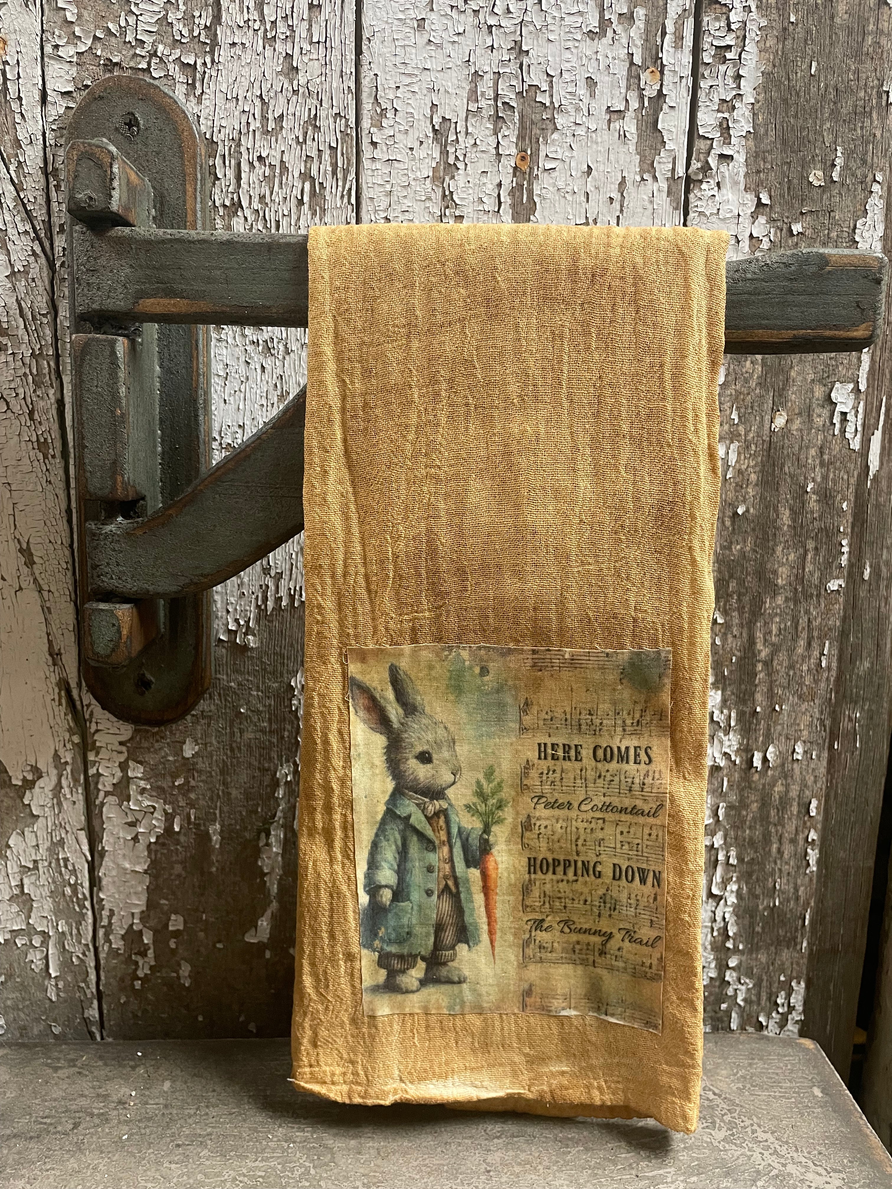 Primitive Decorative Easter Flour Sac Towel With Picture 28x29