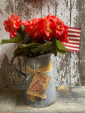 Primitive Geraniums In Antique Pitcher 13x7