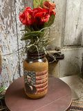 Primitive Geraniums In Jar With Picture 12x5