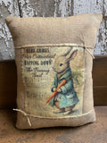 Small Primitive Easter Feedsac Pillow 10x8