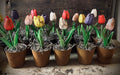Small Primitive Grunged Faux Tulip In Pot 8x4 Set Of 3 Or 5