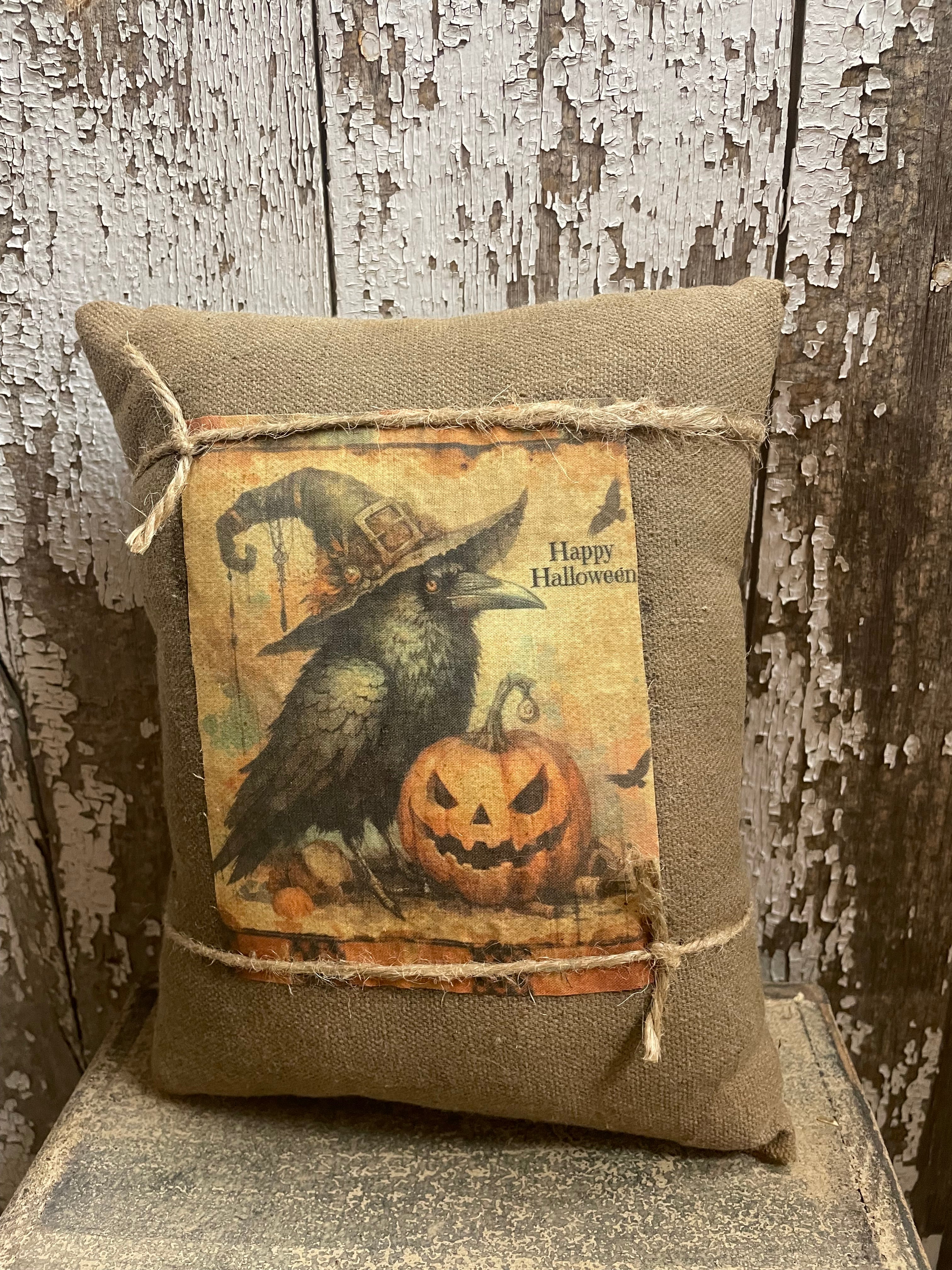 Small Primitive Fall Feedsac Pillow 10x8