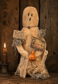 Primitive Grungy Ghost Doll On Stand 16x5