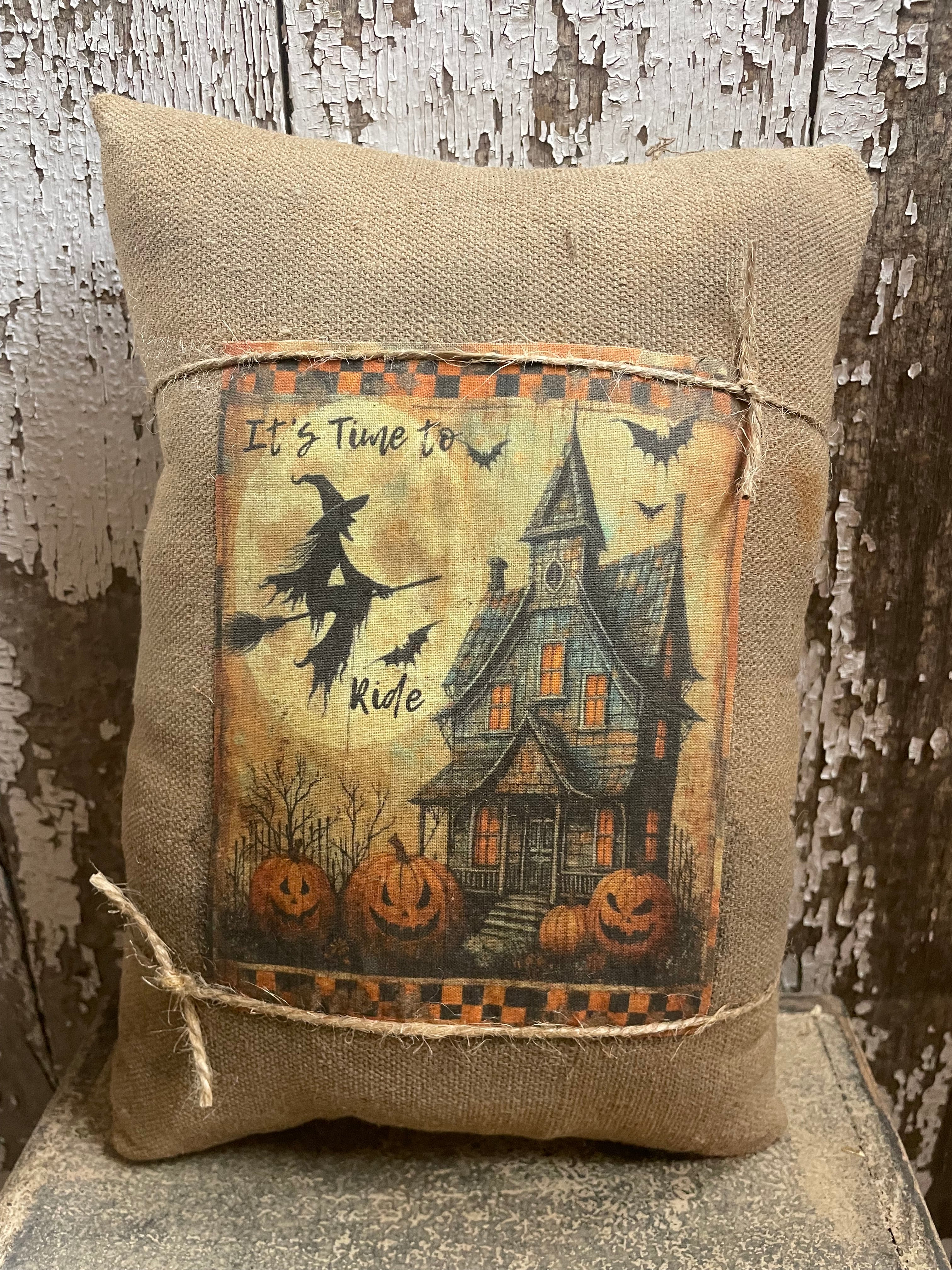Small Primitive Fall Feedsac Pillow 10x8