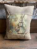 Small Primitive Easter Feedsac Pillow 10x8