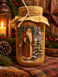 Primitive Winter Pantry Jar 6x4