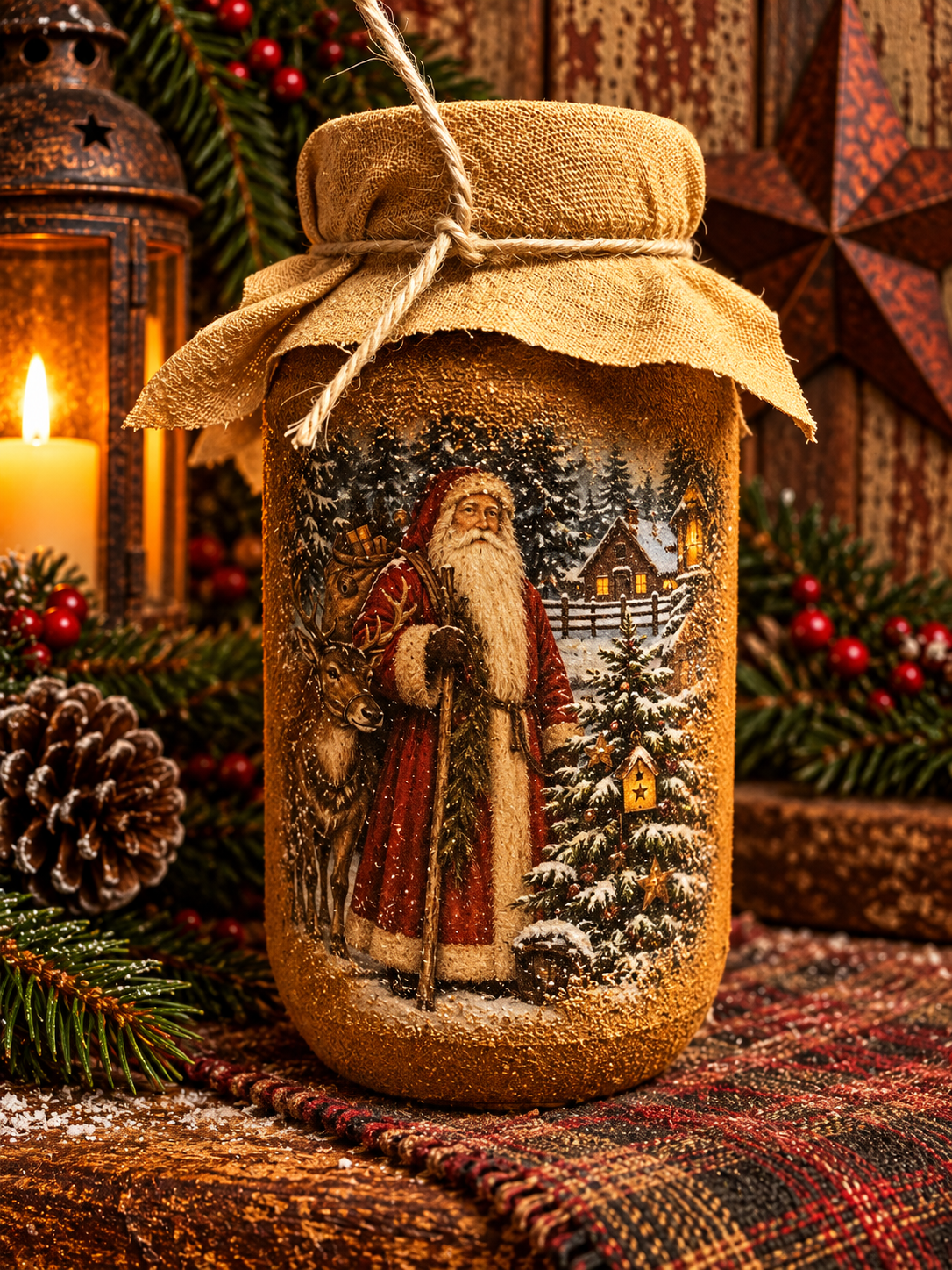 Primitive Winter Pantry Jar 6x4