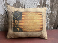 Small Primitive Americana Feedsac Pillow 10x8