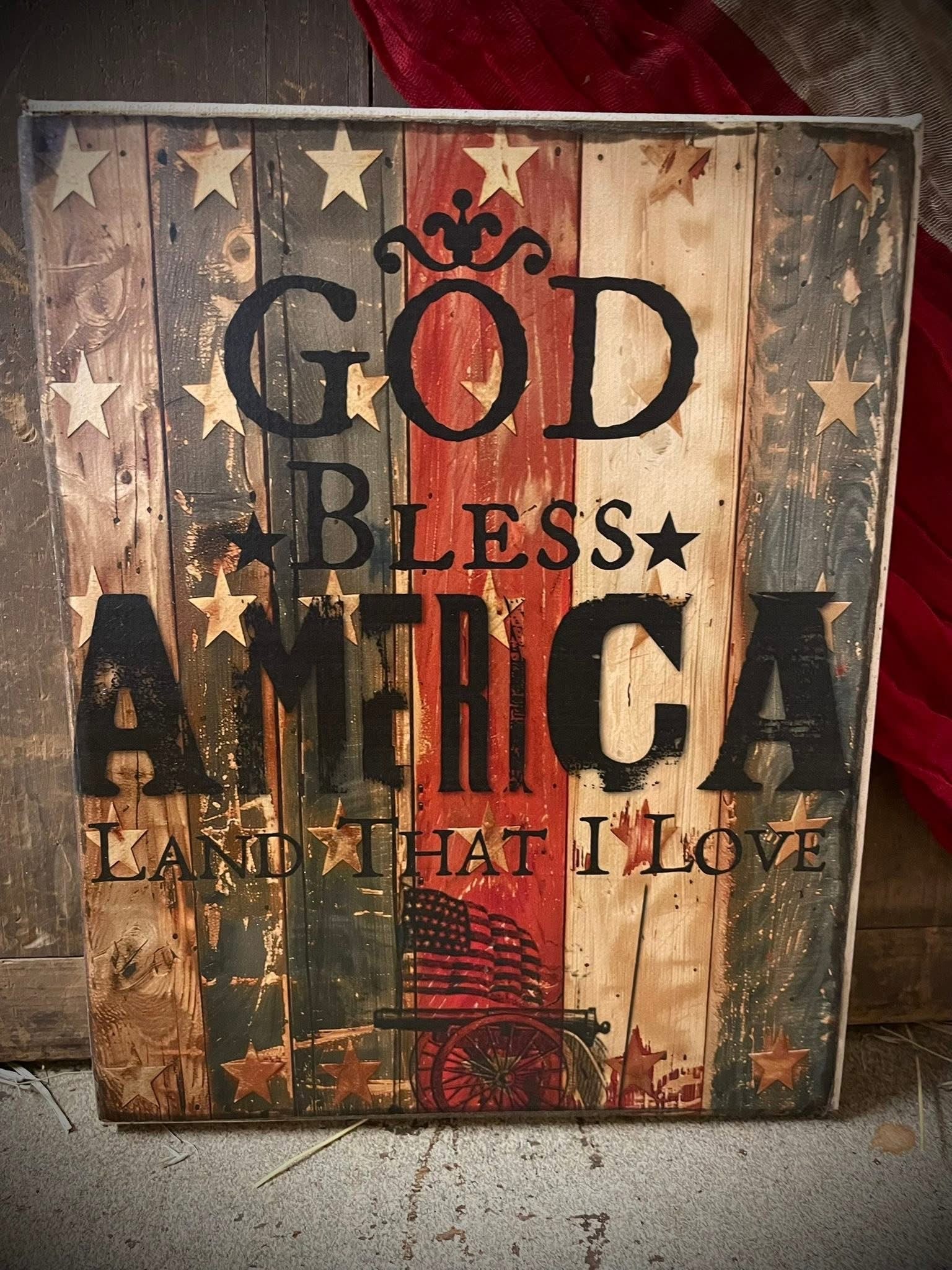 Primitive Americana Grungy Decorative Canvas Print 8x10