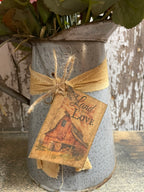 Primitive Geraniums In Antique Pitcher 13x7