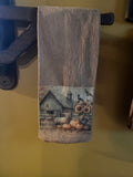 Primitive Decorative Fall Flour Sac Towel With Picture 28x29
