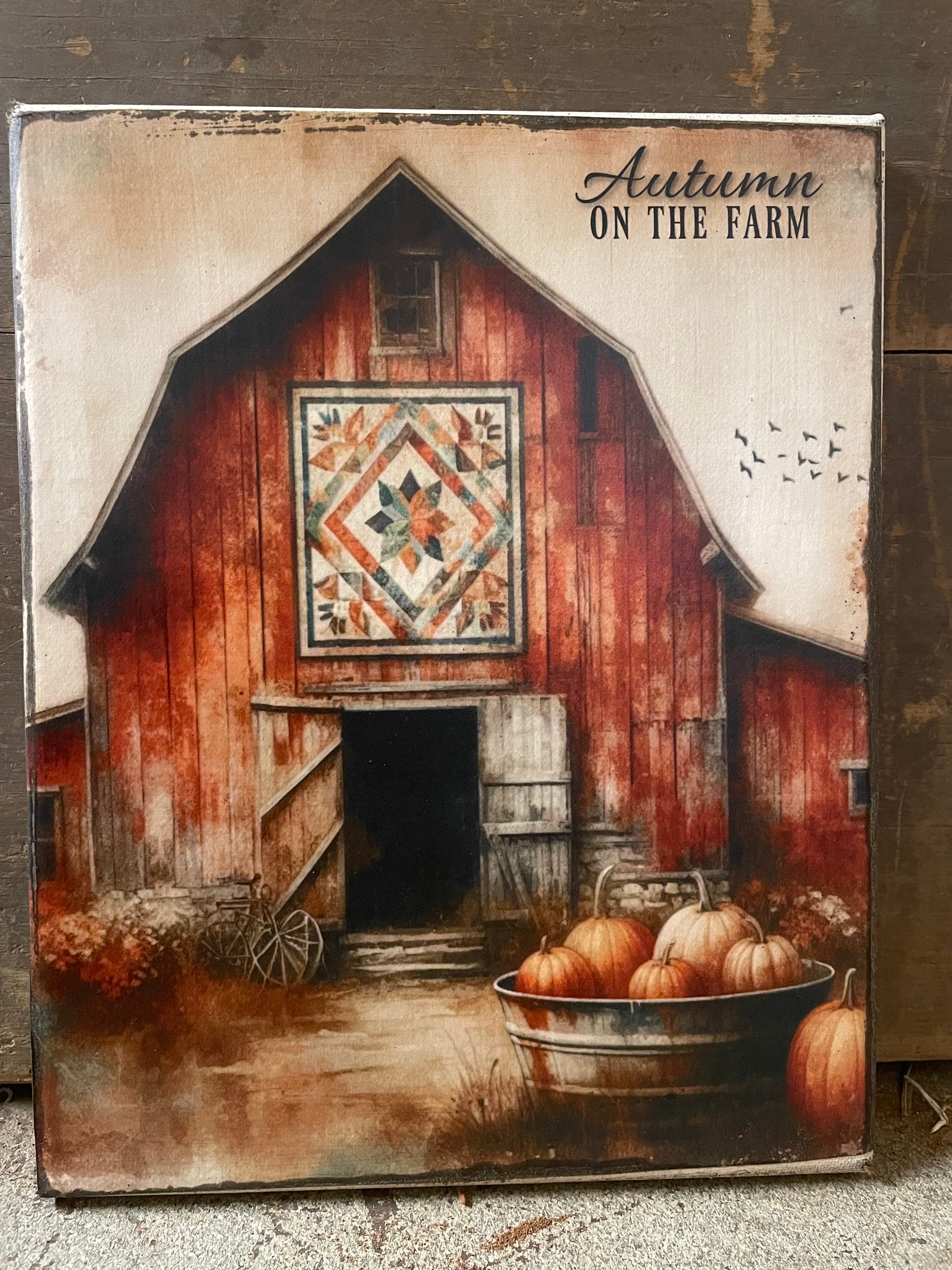 Primitive Fall Grungy Decorative Canvas Print 8x10