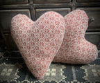 Primitive Handmade Valentines Coverlet Heart Vintage Red 10x9