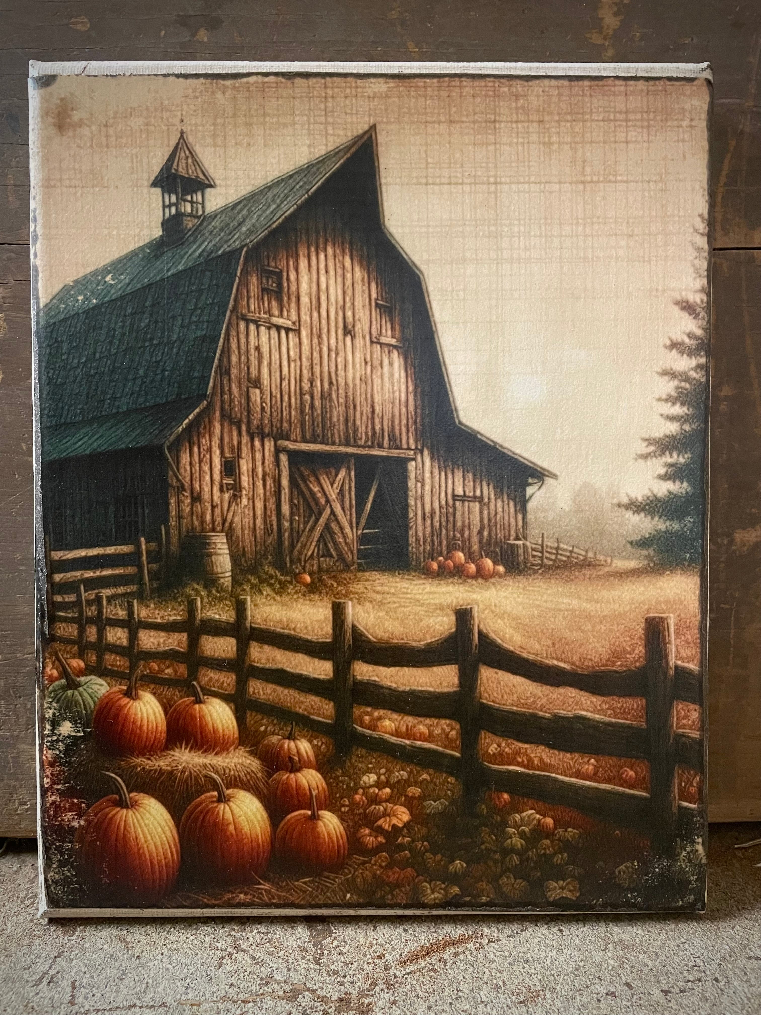 Primitive Fall Grungy Decorative Canvas Print 8x10