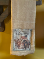 Primitive Decorative Americana Flour Sac Towel With Picture 28x29