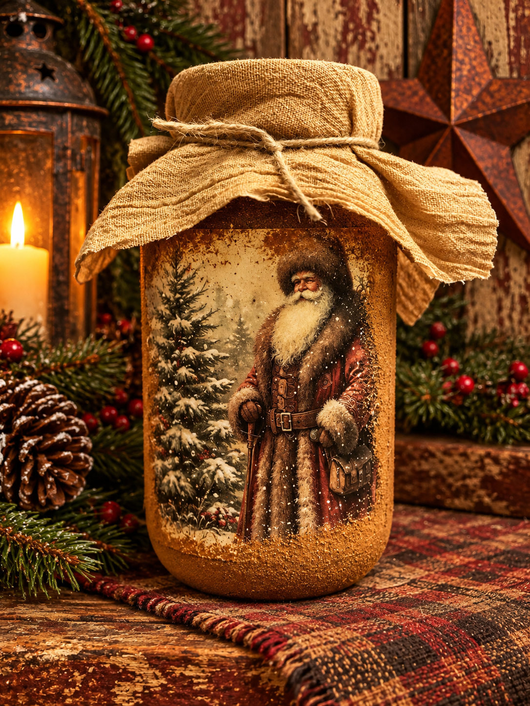 Primitive Winter Pantry Jar 6x4