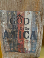 Primitive Decorative Americana Flour Sac Towel With Picture 28x29