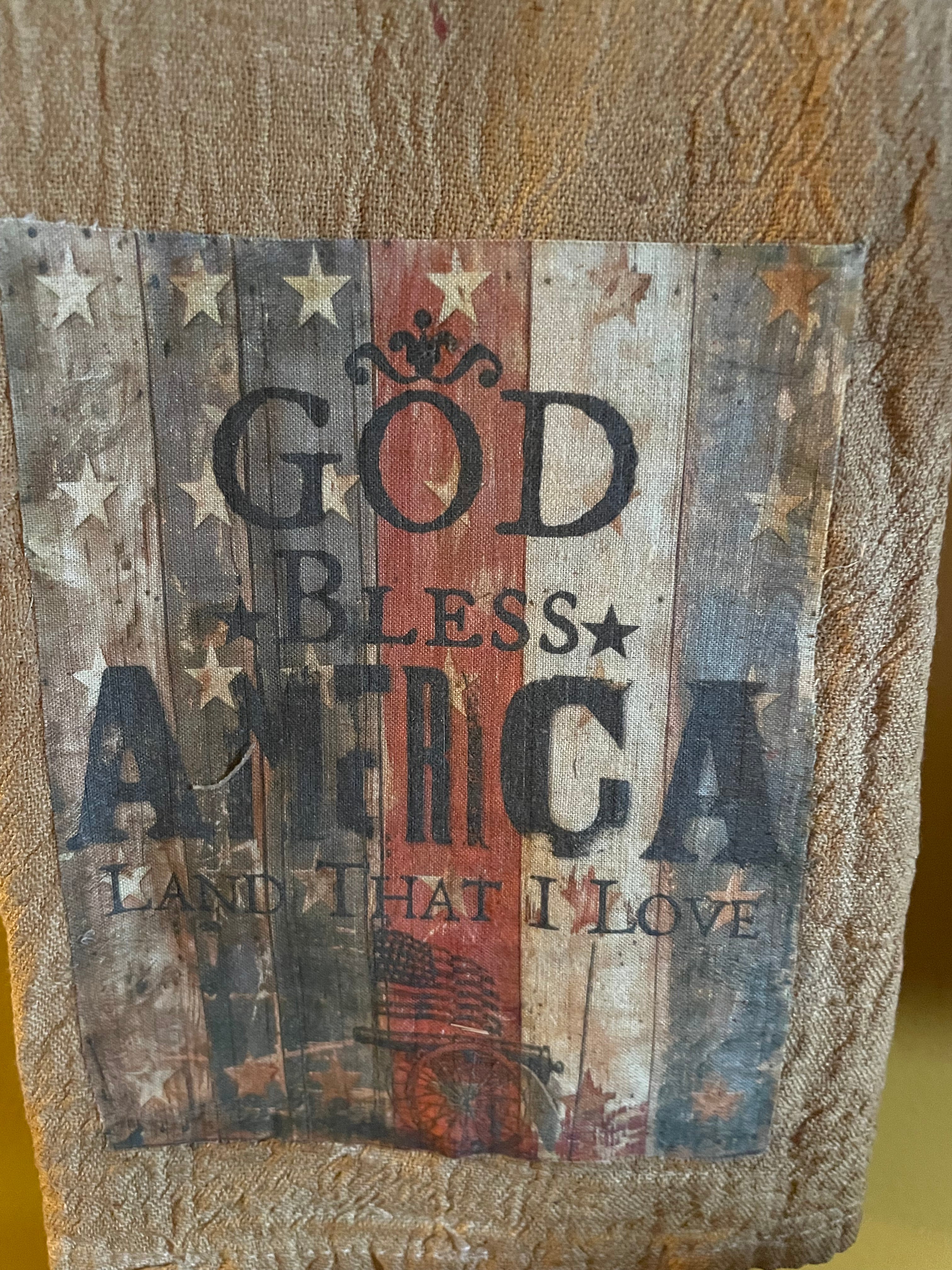 Primitive Decorative Americana Flour Sac Towel With Picture 28x29