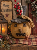 Primitive Snowman Head With Pipe 12x8