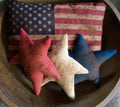 Primitive Americana Flag Pillow Star Set 12x8