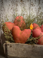 Primitive Valentines Hearts In Antique Brick Mold Gathering 12x11