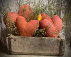 Primitive Valentines Hearts In Antique Brick Mold Gathering 12x11