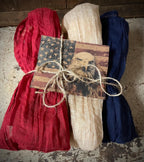 3 Yards of Grungy Stained Primitive Americana Red White Blue Cheesecloth for Decorating