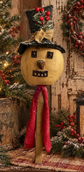 Primitive Snowman Head On Tobacco Stick Poke 20x7