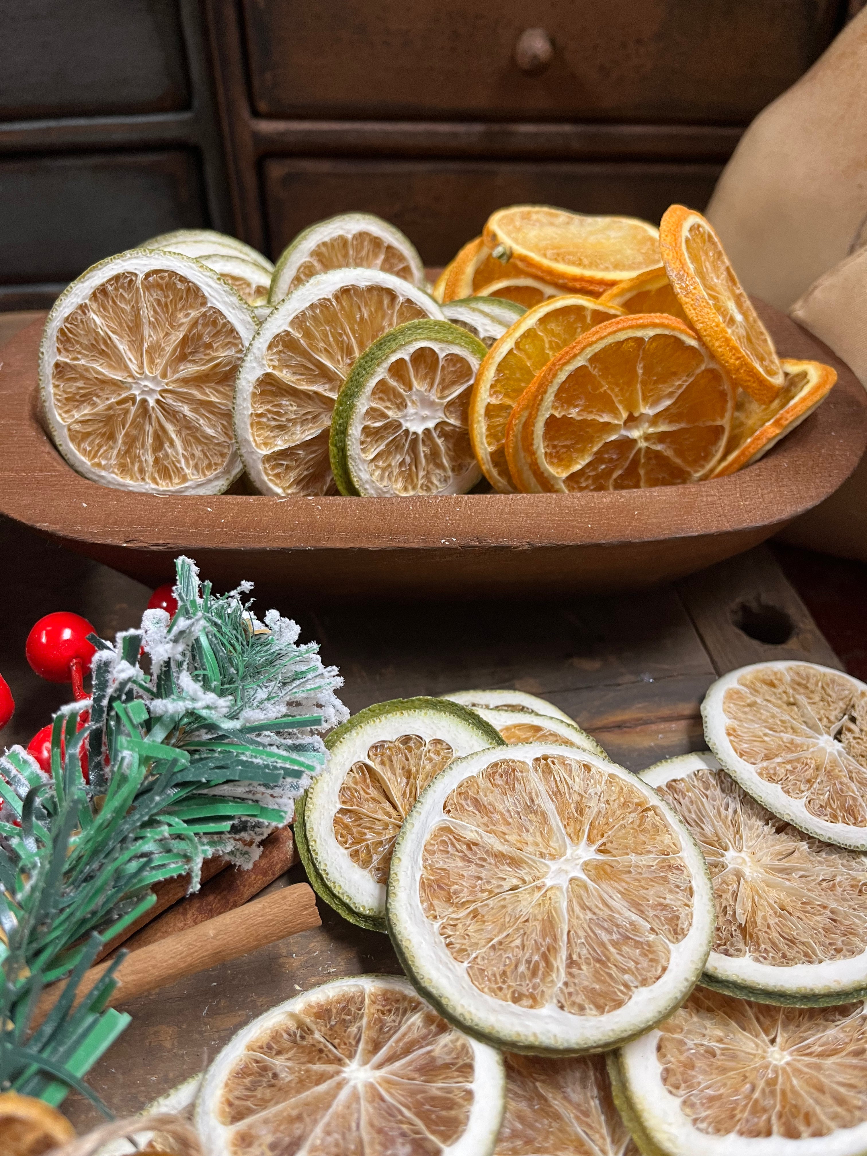Primitive Dried Lime And Orange Slices Bowl Fillers Set of 20 or 50