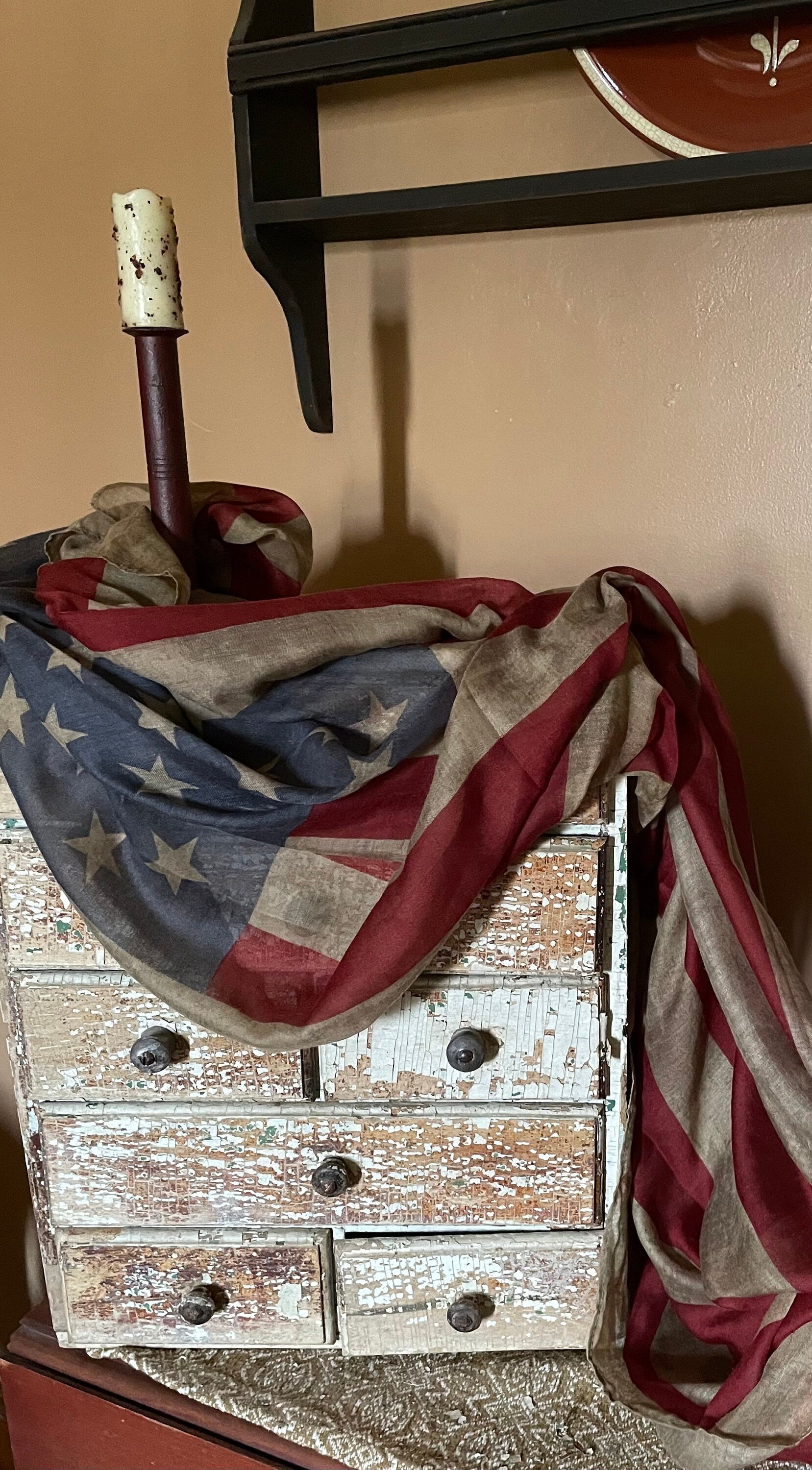 Primitive Americana Flag Scarf 70x42