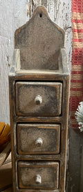 Primitive Wooden 3 Drawer Spice Box 15x4x3 Cobblestone