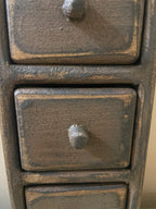 Primitive Wooden 3 Drawer Spice Box 15x4x3 Brown Over Mustard