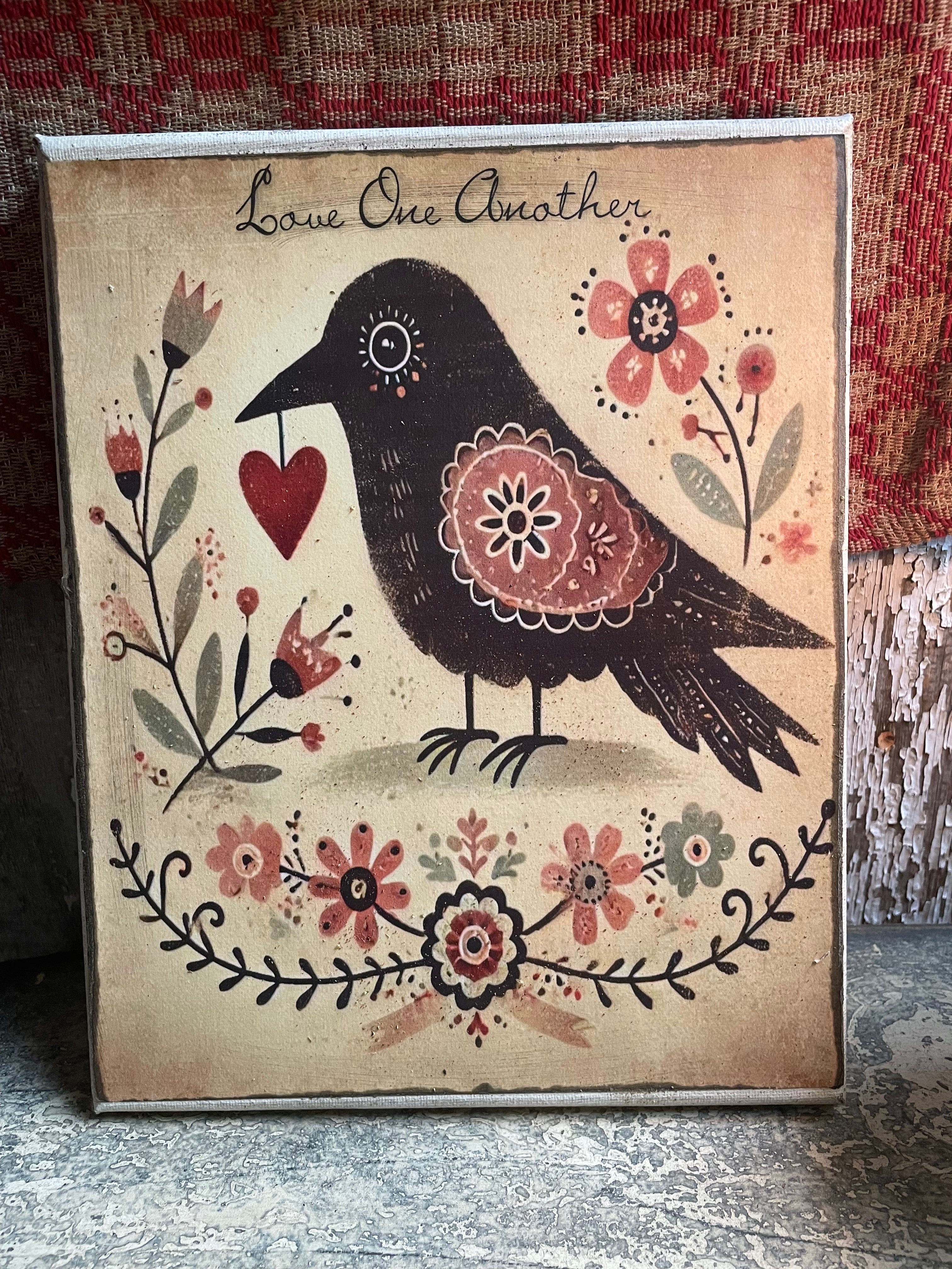 Primitive Valentines Grungy Decorative Canvas Print 8x10
